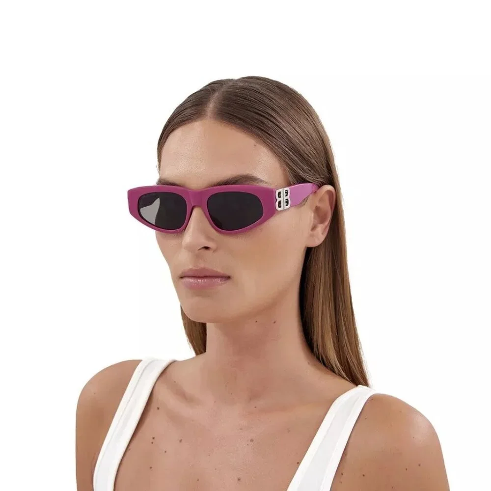 Balenciaga Sunglasses Fuschia Gray BB Temples Oval Cat Eye BB0095S 53-19-135 XL - Picture 7 of 16